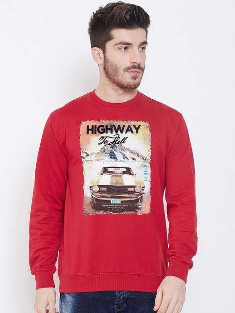 

Duke Men Red Printed Sweatshirt