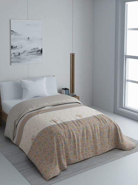 

SPACES Taupe & Beige Floral Printed AC Room 150 GSM Single Bed Comforter