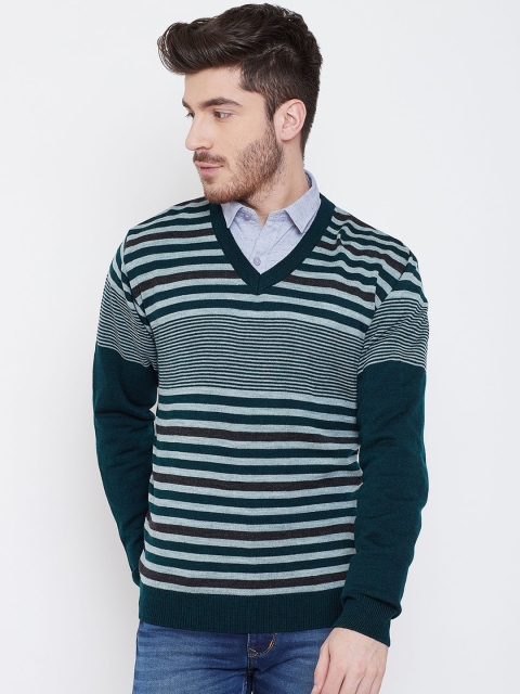 

Duke Men Grey & Green Solid Sweater