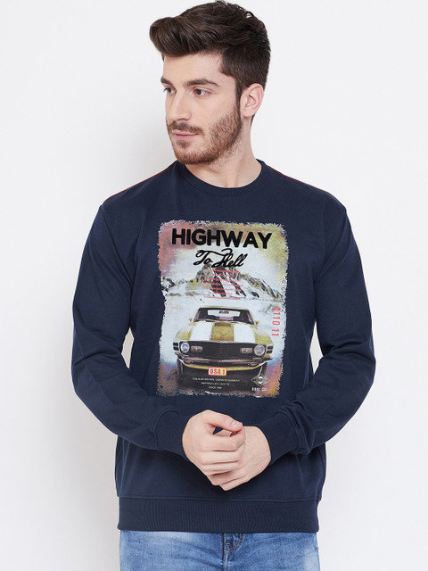 

Duke Men Blue Printed Sweatshirt