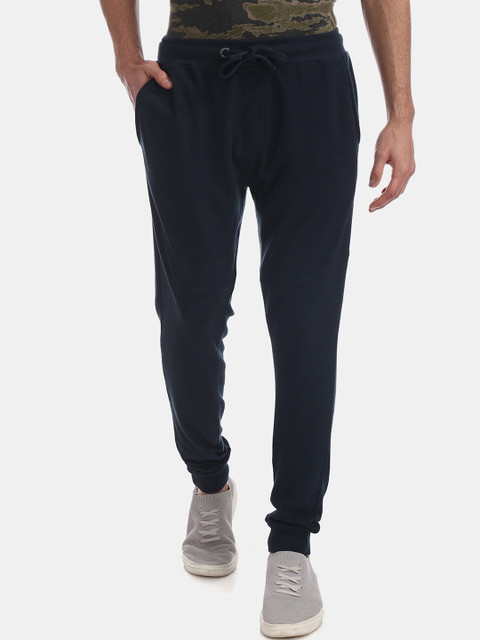 

Ed Hardy Men Navy Blue Solid Joggers