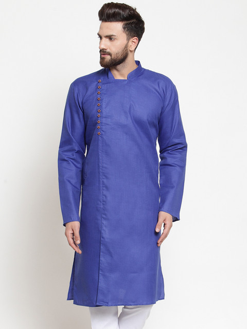 

Jompers Men Blue Solid Straight Kurta