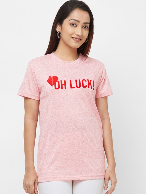 

Imagica Women Pink Printed Round Neck T-shirt