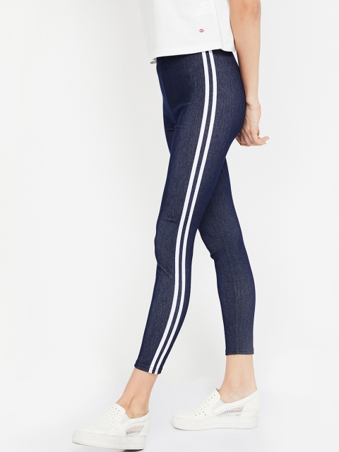 

Ginger by Lifestyle Women Blue Regular Fit Striped Regular Trousers