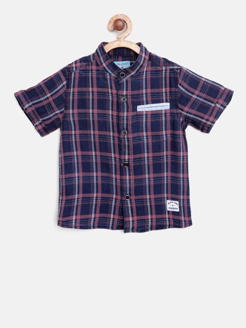 

Nauti Nati Boys Navy Blue & Red Regular Fit Checked Casual Shirt