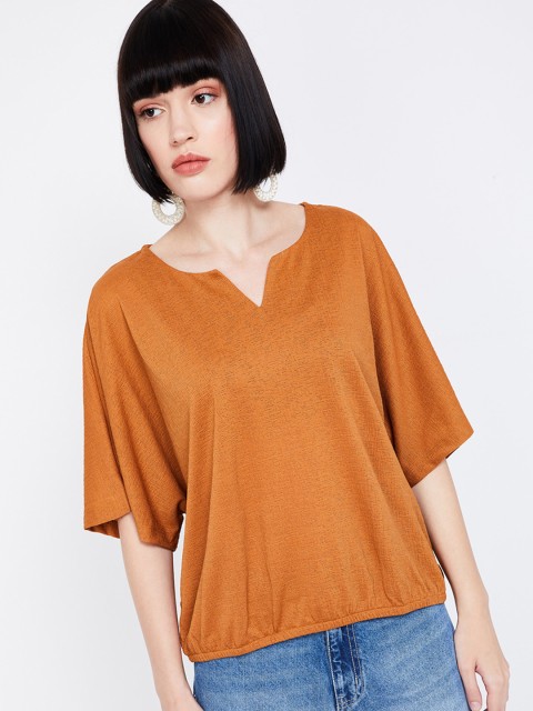 

Bossini Women Mustard Yellow Solid Blouson Top