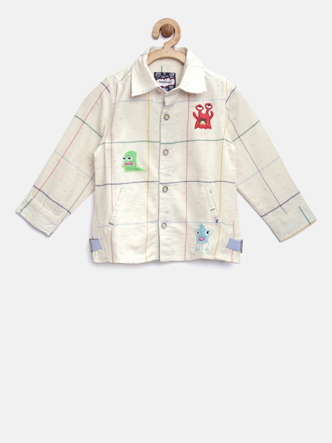 

Nauti Nati Boys Off-White Regular Fit Checked Casual Shirt