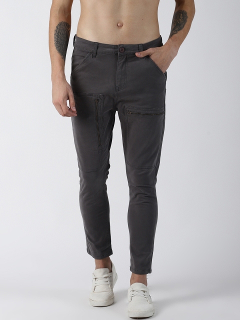 

Blue Saint Men Grey Slim Fit Solid Regular Trousers
