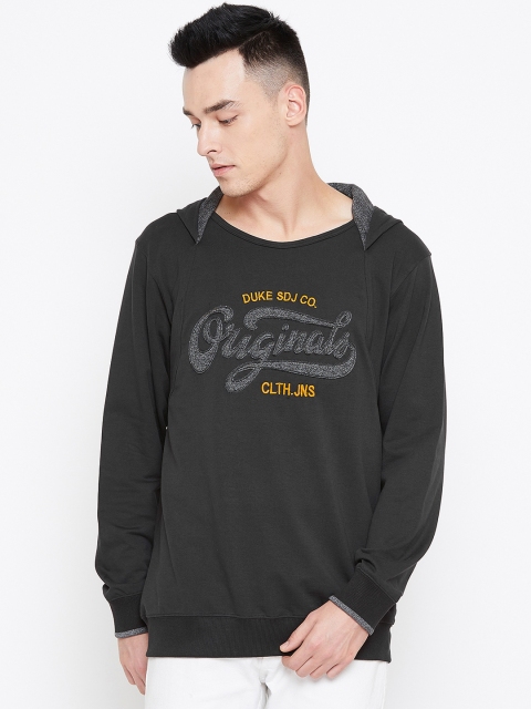 

Duke Men Black Printed Hooded Sweatshirt