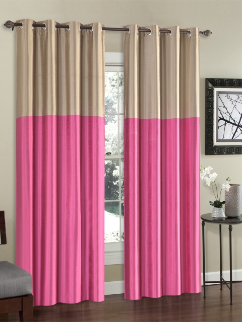 

Deco Window Gold-Toned & Pink Set of 2 Black Out Long Door Curtains