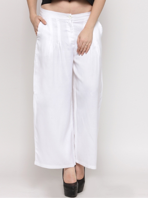 

Sera Women White Solid Wide Leg Palazzos