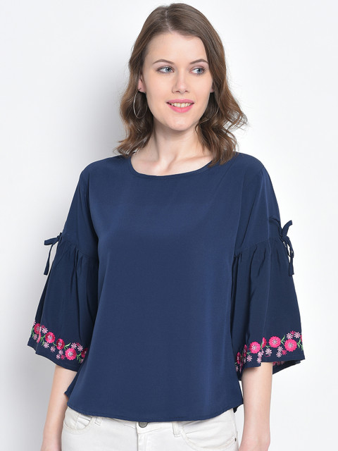 

Mayra Women Navy Blue Solid Top