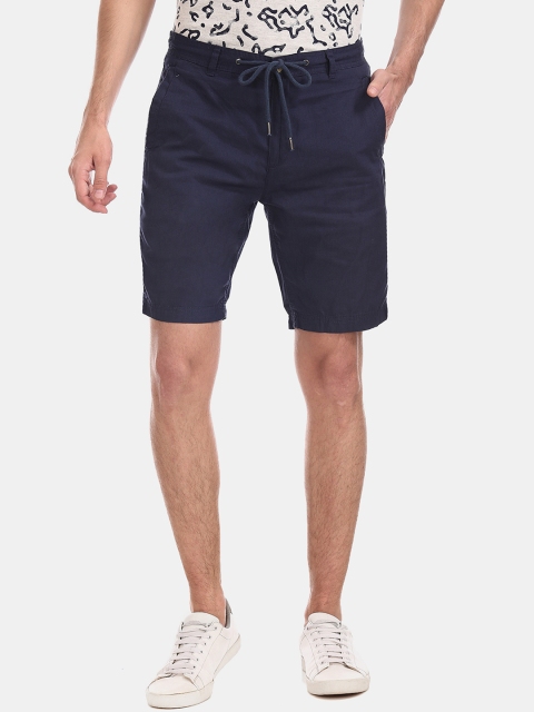 Cherokee Men Navy Blue Solid Slim Fit Regular Shorts