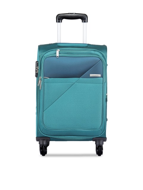 

Teakwood Leathers Unisex Teal Green & Blue Colorblocked Cabin Trolley Bag