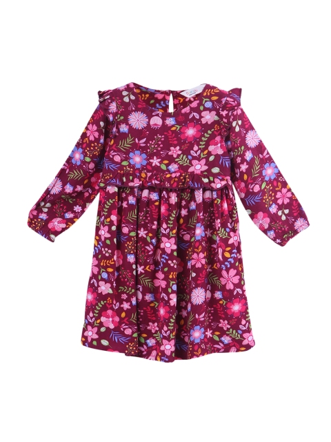 

Beebay Girls Floral Print Maroon Fit and Flare Dress