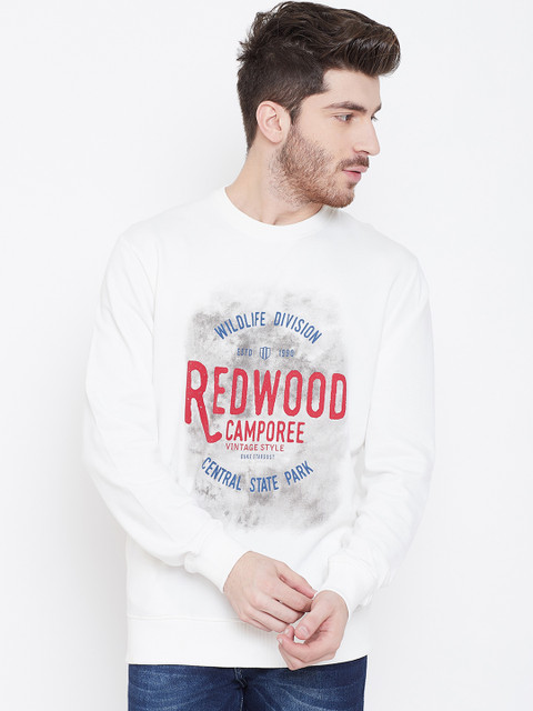 

Duke Men White Printed Woolen Sweatshirt