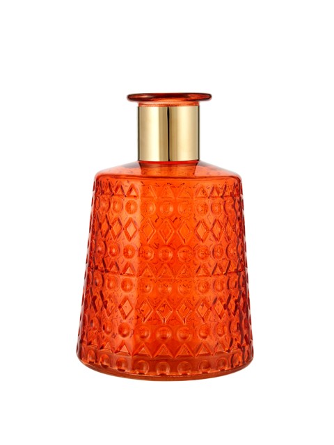 

Living Essence Orange Marvela Colored Glass Vase With Gold Rim
