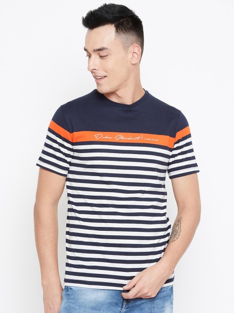 

Duke Men Blue Striped Round Neck T-shirt