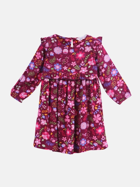 

Beebay Girls Multicoloured Floral Printed Fit and Flare Dress, Multi