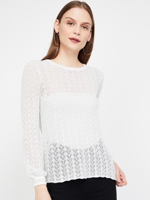 

Bossini Women Off-White Self Design Top