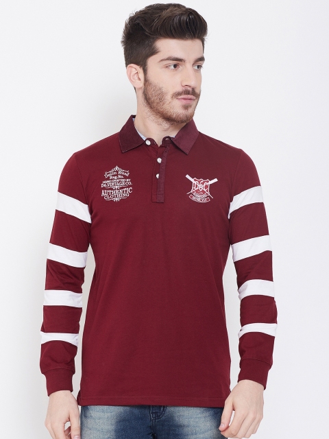 

Duke Men Maroon Colourblocked Polo Collar T-shirt