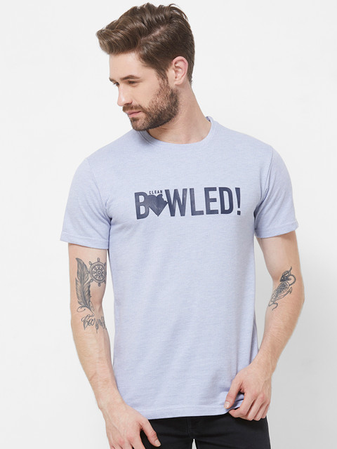 

Imagica Men Blue Printed Round Neck T-shirt