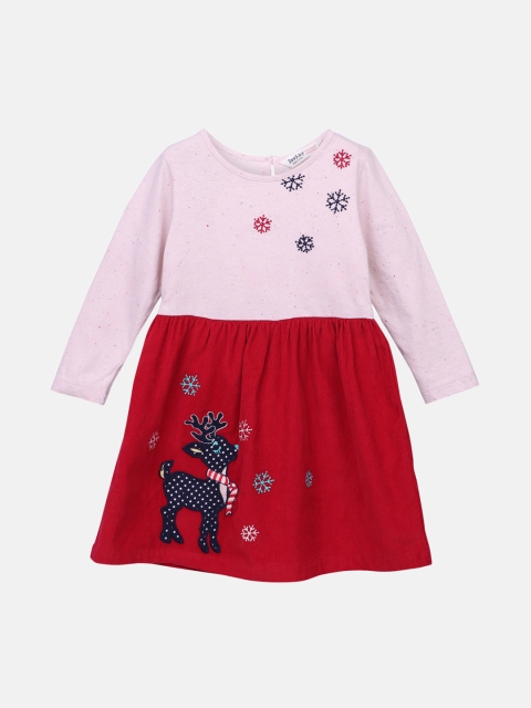 

Beebay Girls Printed Pink Fit and Flare Dress