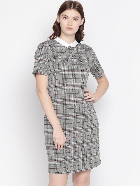 

Annabelle by Pantaloons Women Checked Grey Shirt Dress