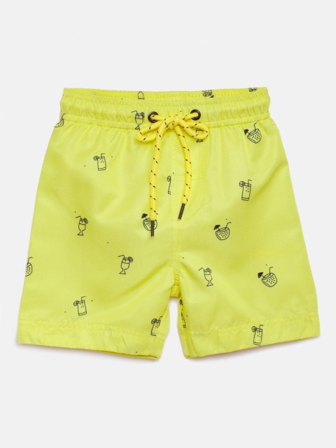 

Nauti Nati Boys Yellow Printed Regular Fit Regular Shorts