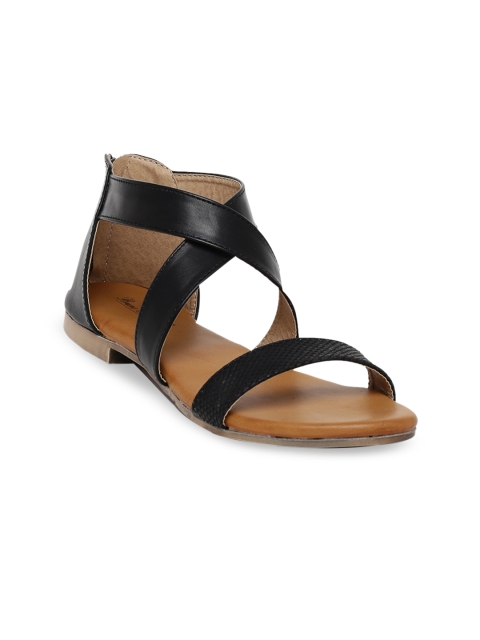 

Bruno Manetti Women Black Solid Mid-Top Open Toe Flats
