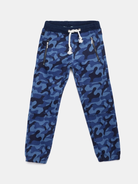 

Nauti Nati Boys Blue Regular Fit Camouflage Printed Joggers