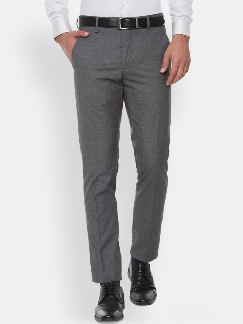 

Van Heusen Men Grey Slim Fit Self Design Formal Trousers