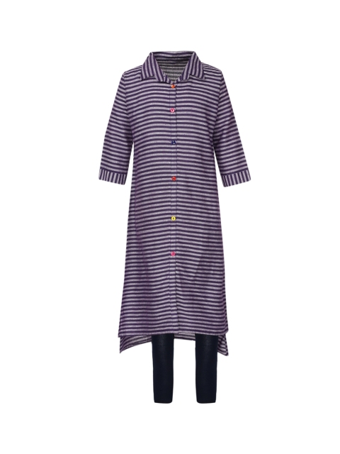 

Aarika Girls Purple & Black Striped Kurta with Churidar