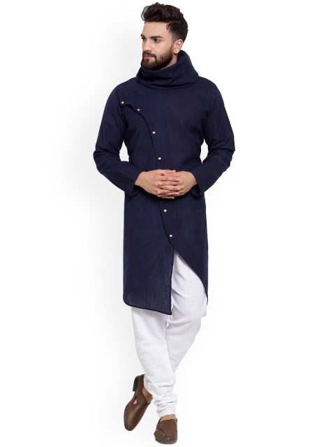 

TREEMODA Men Blue Solid Straight Kurta