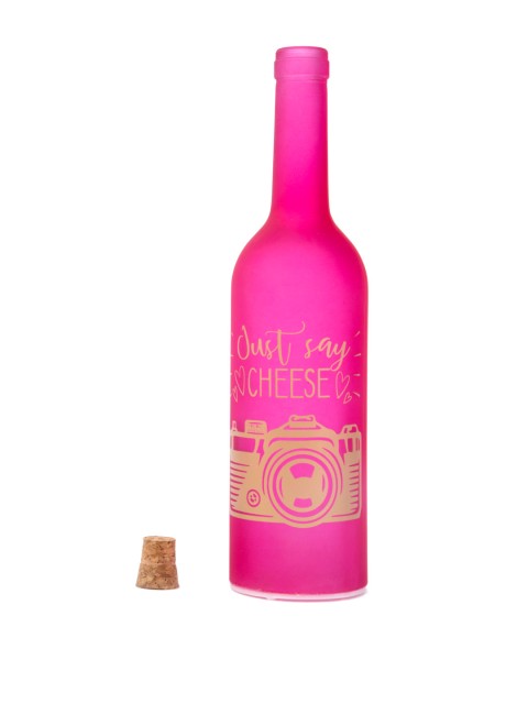 

Living Essence Pink Camera Printed Star Bottle Bedside Table Lamp