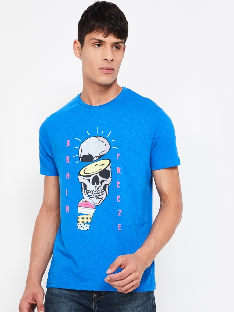 

Smiley World Men Navy Blue Printed Round Neck T-shirt