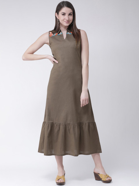 

Aayna Women Printed Taupe Shirt Dress