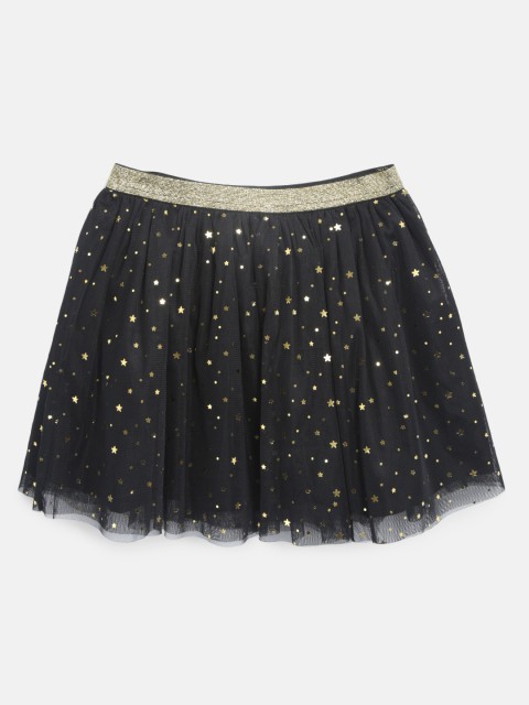 

Nauti Nati Girls Black Self Design Flared Skirt