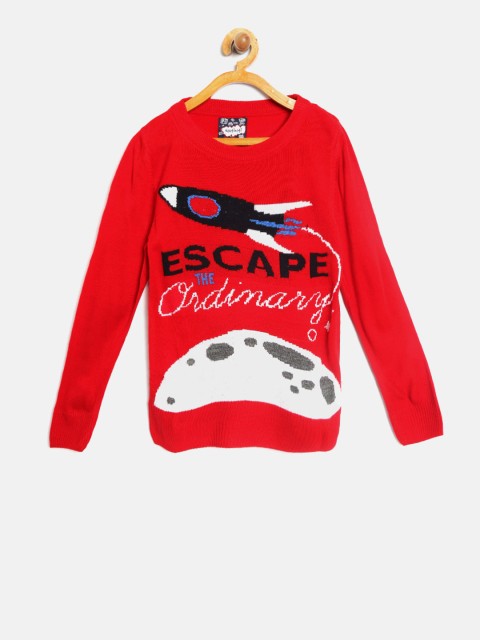 

Nauti Nati Boys Red & Black Printed Sweater