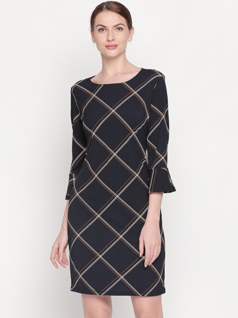 

Annabelle by Pantaloons Women Checked Navy Blue Sheath Dress