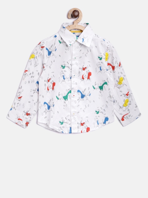 

Nauti Nati Boys White Regular Fit Printed Casual Shirt