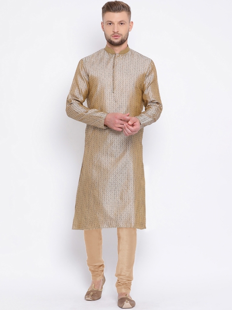 

Sanwara Men Beige Printed Straight Kurta