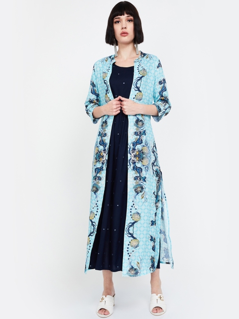 

Colour Me by Melange Women Printed Blue A-Line Dress