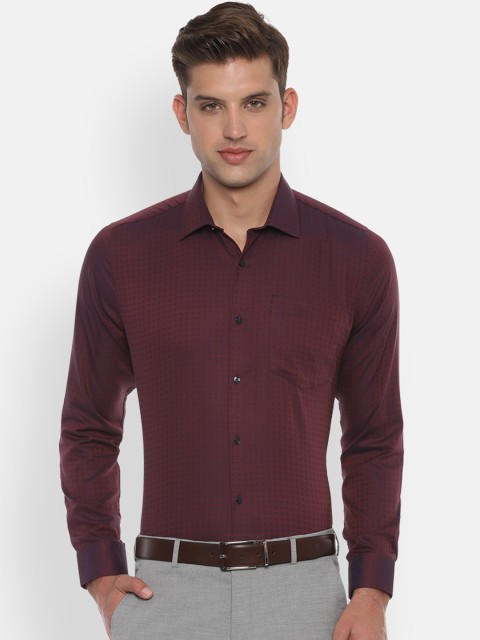 

Van Heusen Men Maroon & Navy Blue Slim Fit Self Design Party Shirt