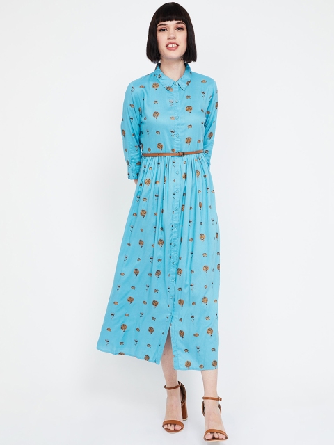 

Colour Me by Melange Women Printed Blue Shirt Dress