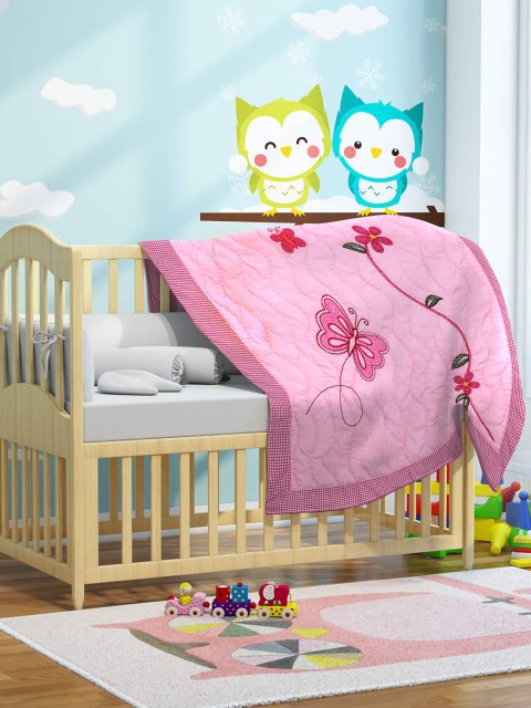 

SWHF Pink Floral AC Room 350 GSM Single Bed Quilt