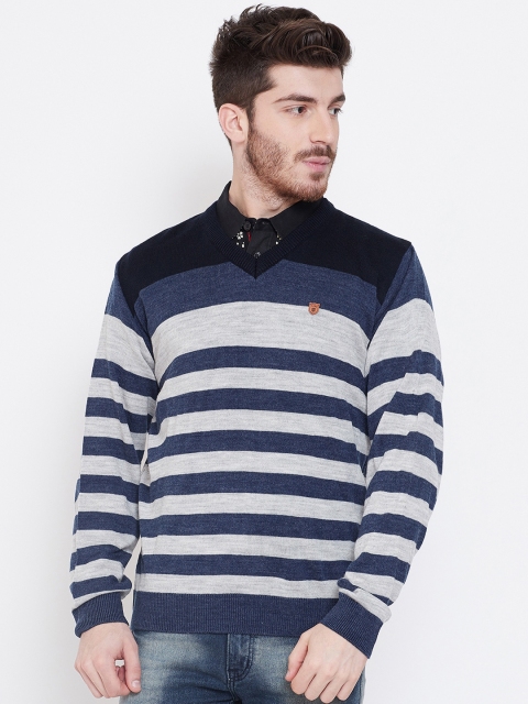 

Duke Men Blue & Grey Striped Sweater