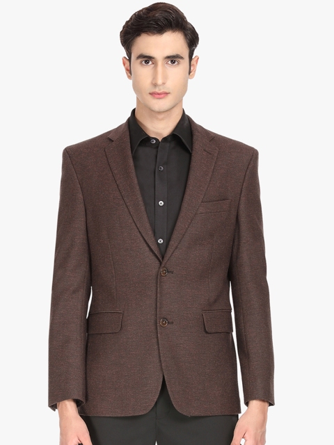 

SUITLTD Men Brown Solid Regular Fit Single Breasted Blazer