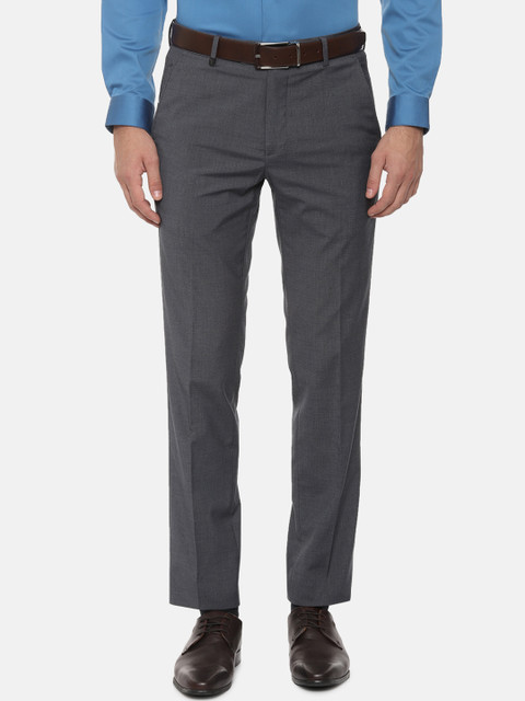 

Van Heusen Men Grey Slim Fit Self Design Formal Trousers