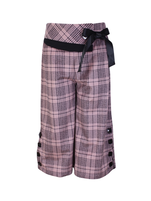 

CUTECUMBER Girls Pink & Navy Blue Smart Regular Fit Printed Parallel Trousers